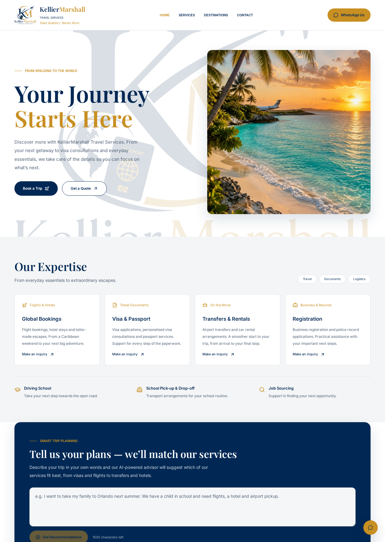 KellierMarshall Travel Services Website — Websites project by Teacha Designz