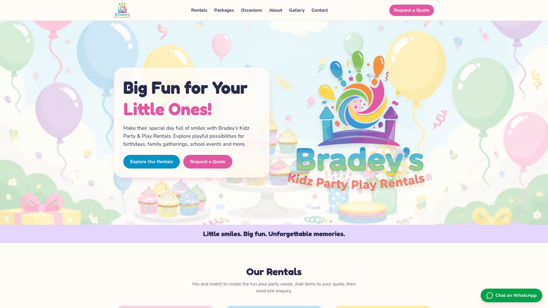 Bradey's Kidz Party & Play Rentals Website — Websites by Teacha Designz