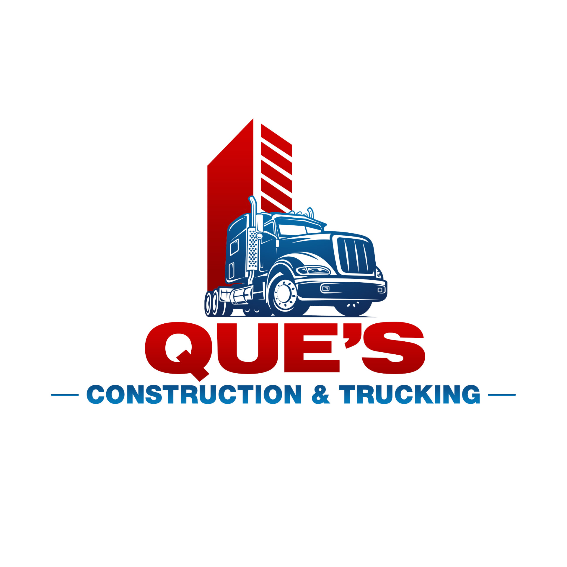 Que's Construction & Trucking Logo — Logos project by Teacha Designz