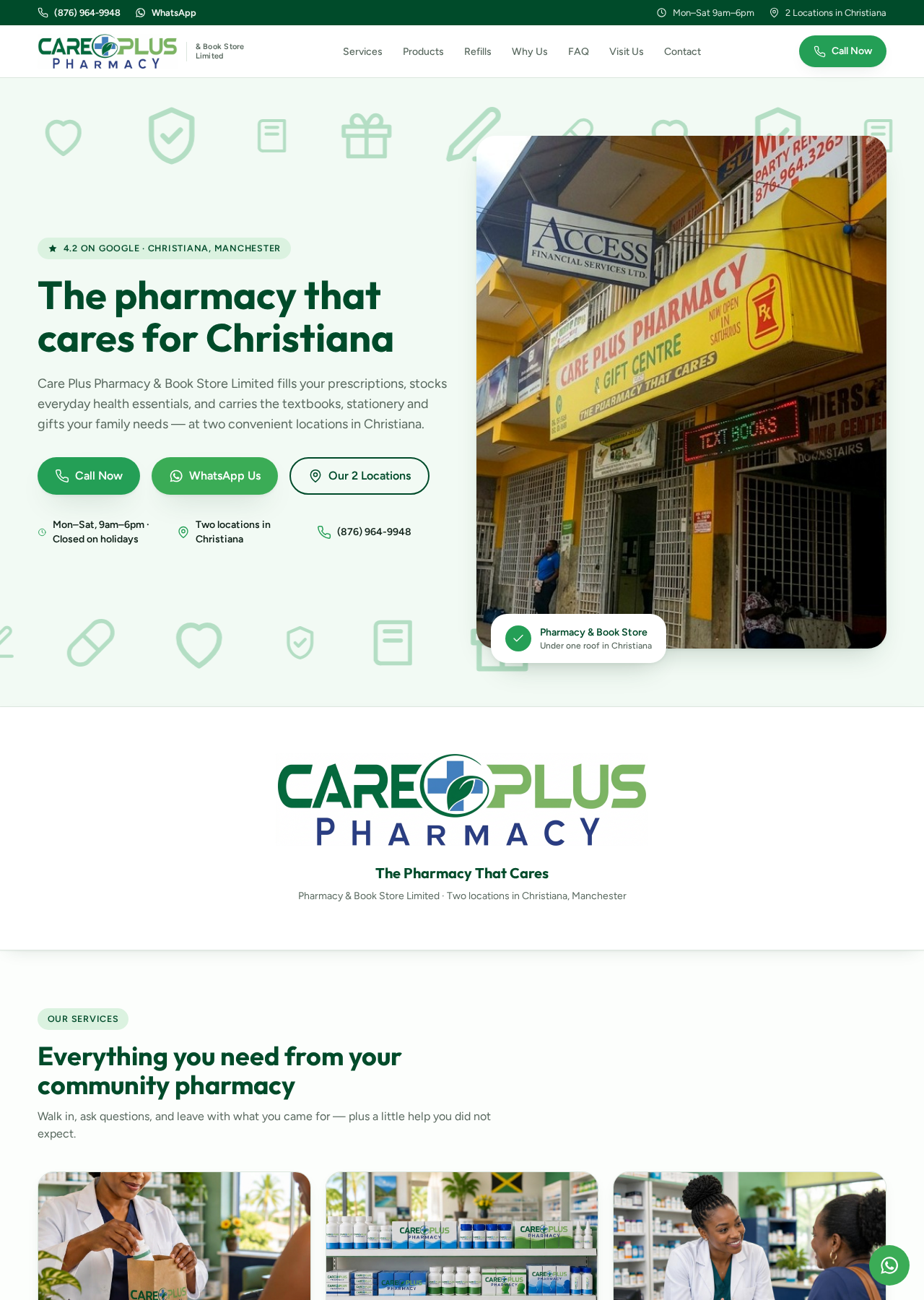 Care Plus Pharmacy & Book Store Website — Websites project by Teacha Designz